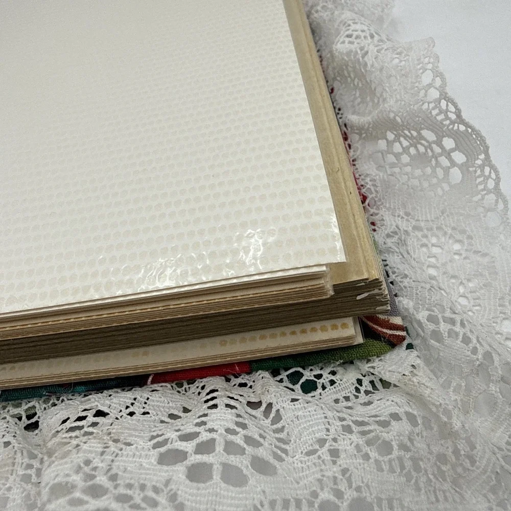 Vintage Handmade Fabric Photo Album Scrapbook Lace Cottagecore 80s Chili Peppers